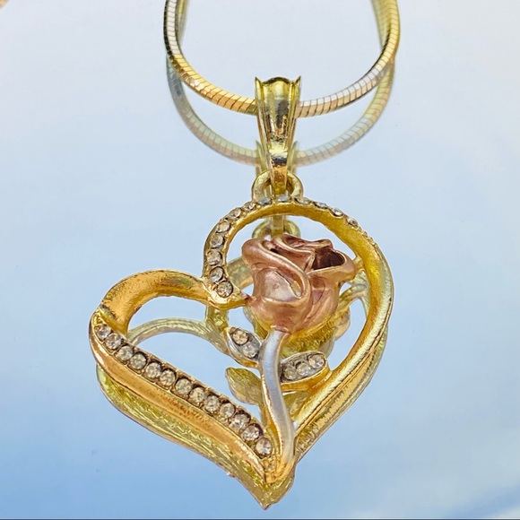 Two Tone Heart Necklace - Picture 7 of 7